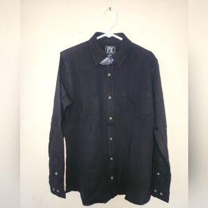 Nwt px clothing mens black cotton blend long sleeve button up collared shirt